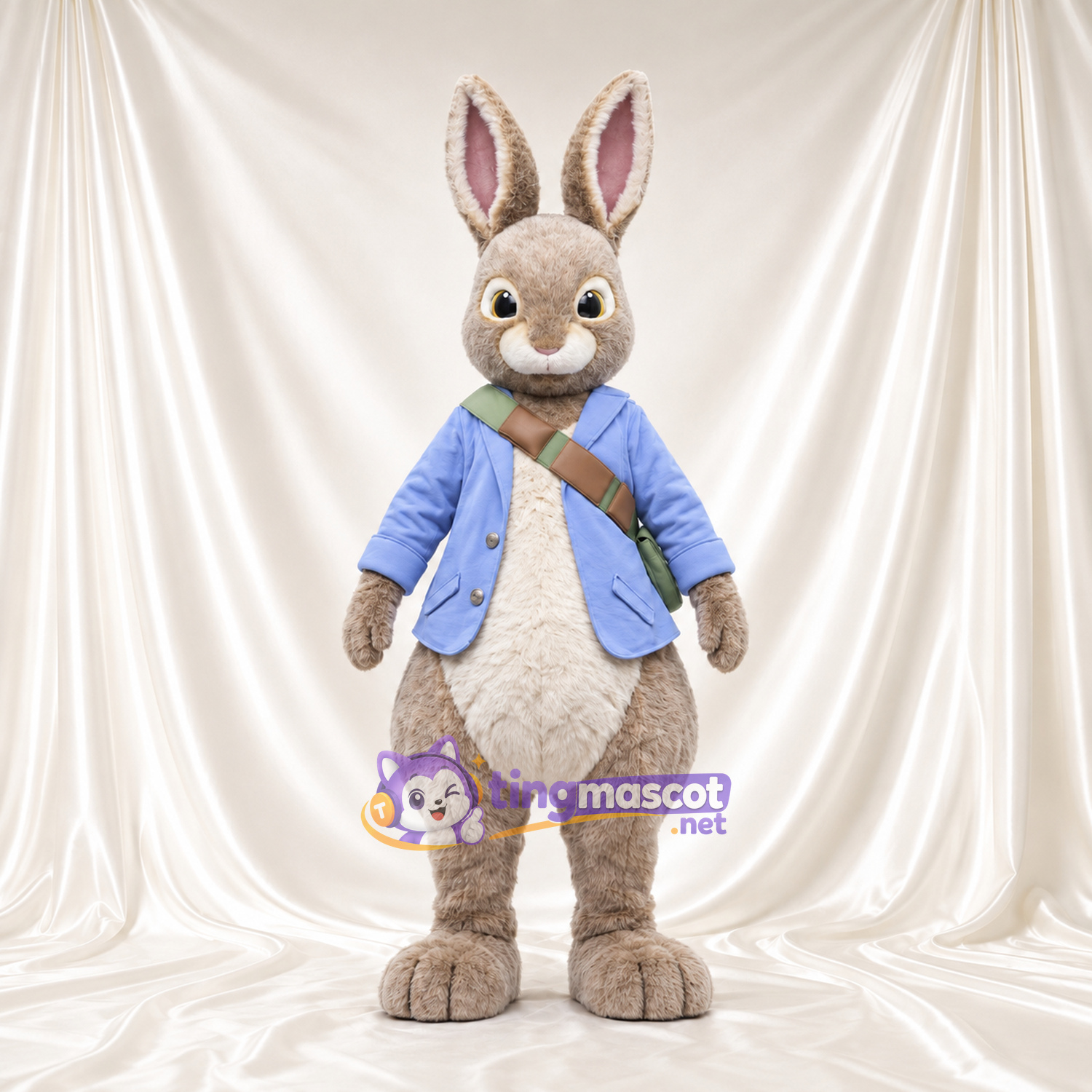 Maskottchenkostüm Peter Rabbit – wie abgebildet – Jacke (lavendelfarben); Umhängeriemen Maskottchenkostüm Peter Rabbit – wie abgebildet – Jacke (lavendelfarben); Umhängeriemen