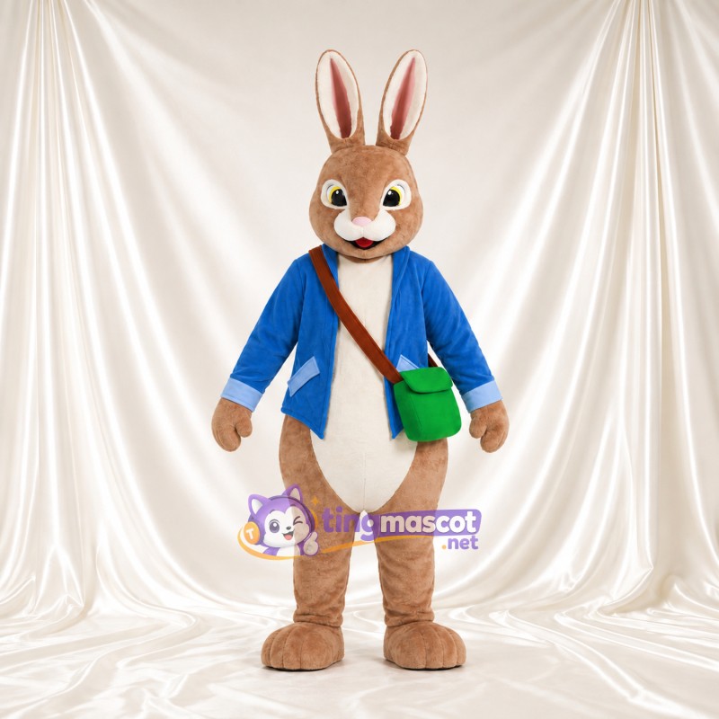 Costume de mascotte Peter Rabbit – selon la photo – Veste (bleu); Sac à bandoulière (vert) Costume de mascotte Peter Rabbit – selon la photo – Veste (bleu); Sac à bandoulière (vert)