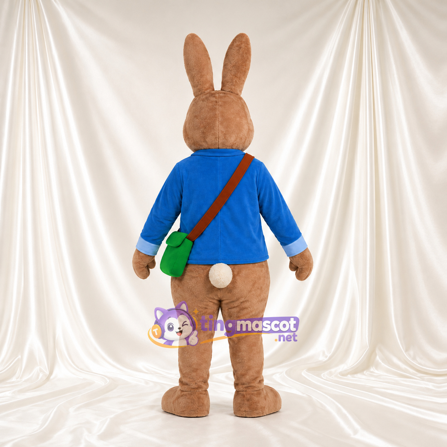 Costume de mascotte Peter Rabbit – selon la photo – Veste (bleu); Sac à bandoulière (vert) Costume de mascotte Peter Rabbit – selon la photo – Veste (bleu); Sac à bandoulière (vert)