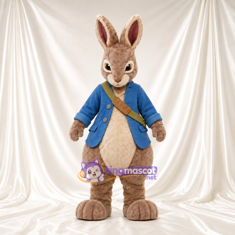 Costume de mascotte Peter Rabbit – selon la photo – Veste (bleu); Bandoulière (marron) Costume de mascotte Peter Rabbit – selon la photo – Veste (bleu); Bandoulière (marron)
