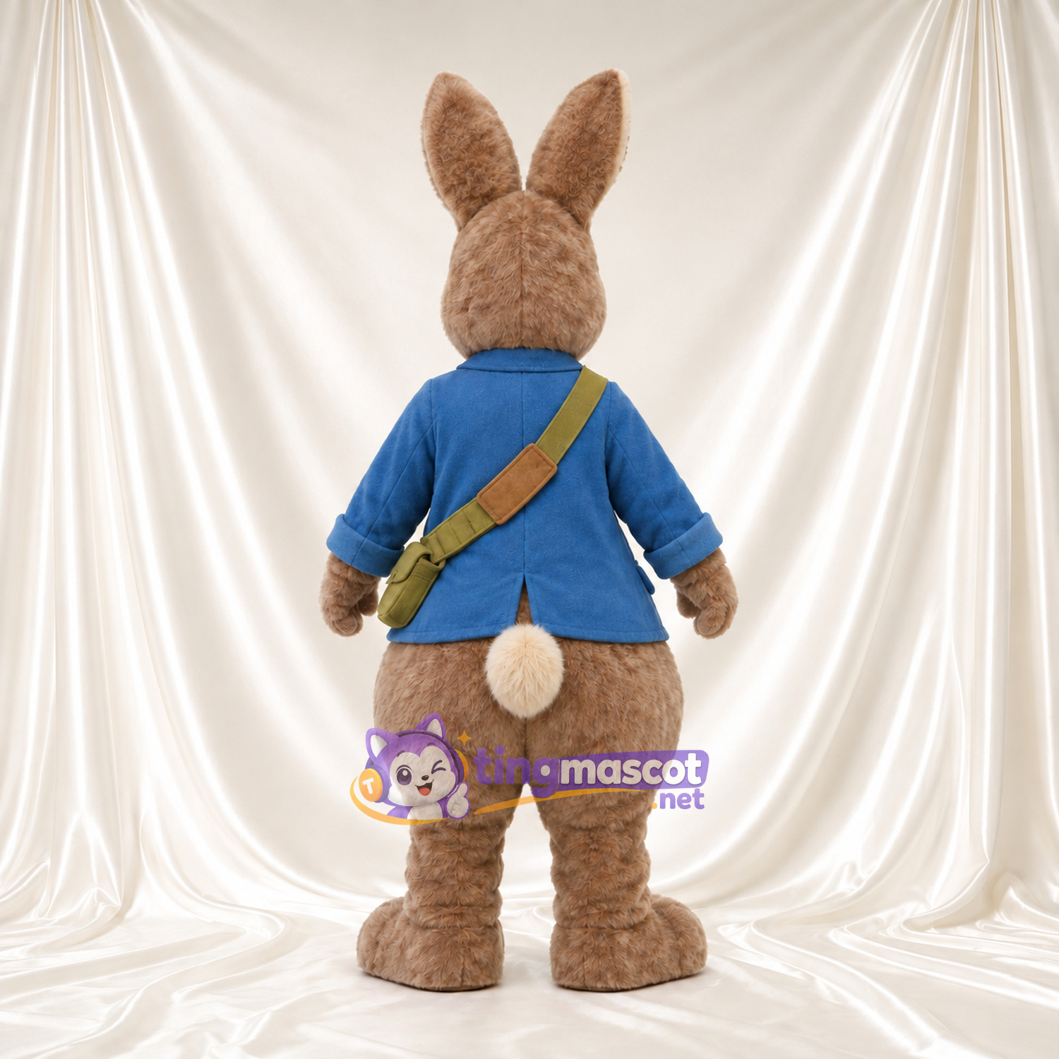 Costume de mascotte Peter Rabbit – selon la photo – Veste (bleu); Bandoulière (marron) Costume de mascotte Peter Rabbit – selon la photo – Veste (bleu); Bandoulière (marron)