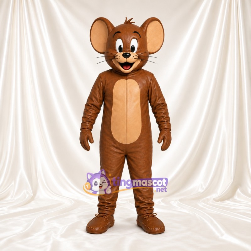 Costume de mascotte Jerry – selon la photo – Ventre (brun clair); Oreilles (large, rond) Costume de mascotte Jerry – selon la photo – Ventre (brun clair); Oreilles (large, rond)