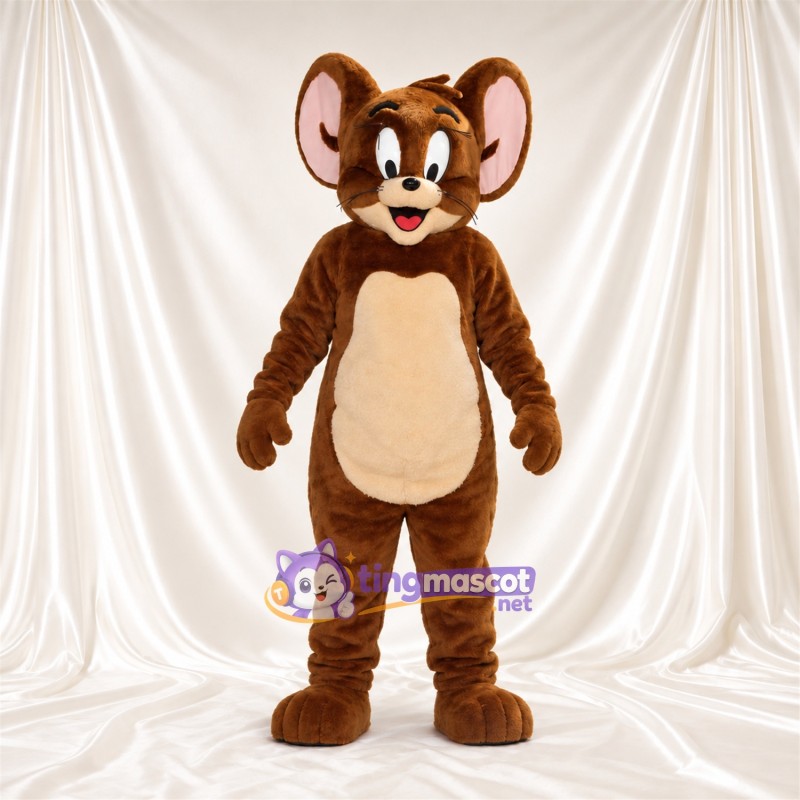 Costume de mascotte Jerry – selon la photo – Ventre (brun clair); Oreilles (grand, rose) Costume de mascotte Jerry – selon la photo – Ventre (brun clair); Oreilles (grand, rose)