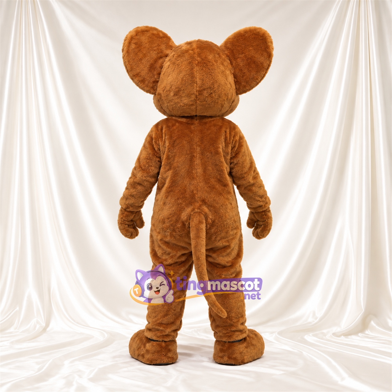 Costume de mascotte Jerry – selon la photo – Ventre (rond, brun clair); Visage souriant Costume de mascotte Jerry – selon la photo – Ventre (rond, brun clair); Visage souriant