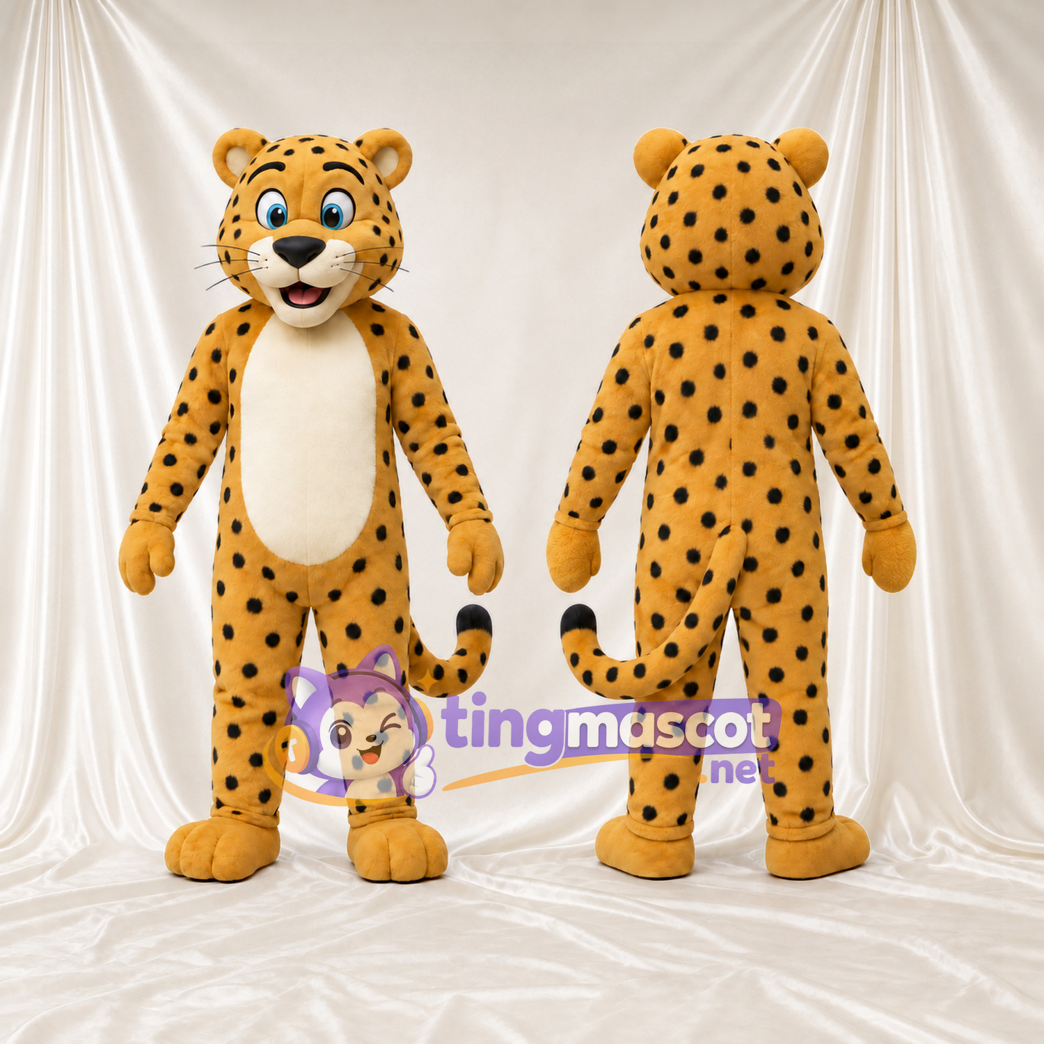 Golden Cheetah Mascot Costume - Cream Belly and Black Spots Golden Cheetah Mascot Costume - Cream Belly and Black Spots