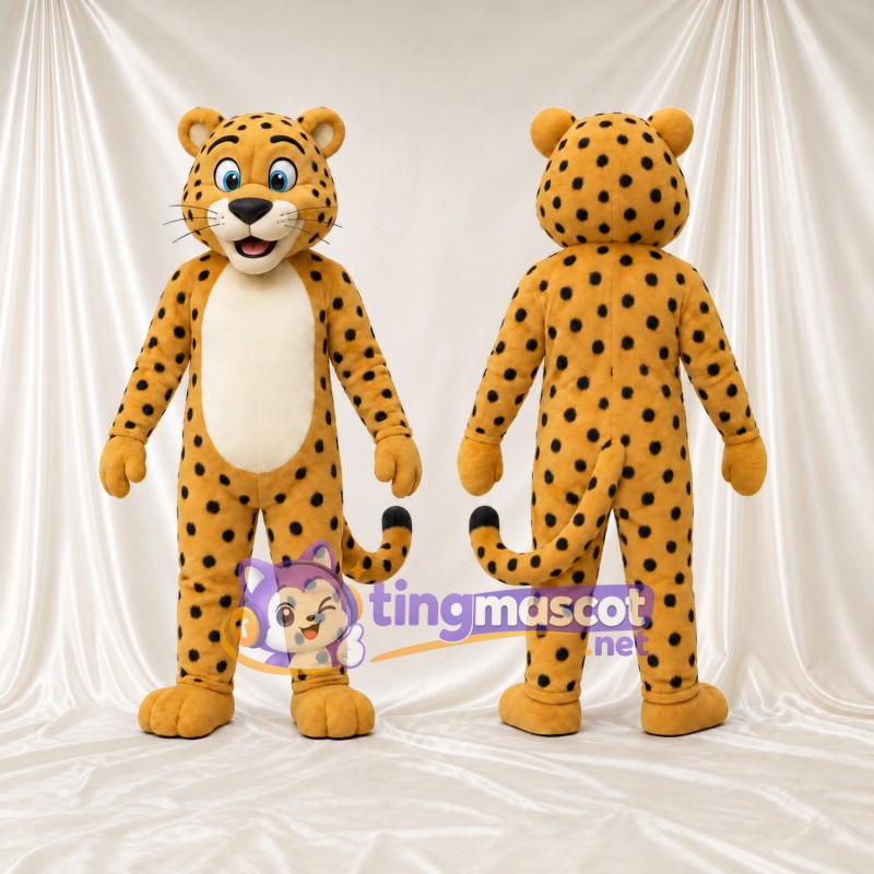 Golden Cheetah Mascot Costume - Cream Belly and Black Spots