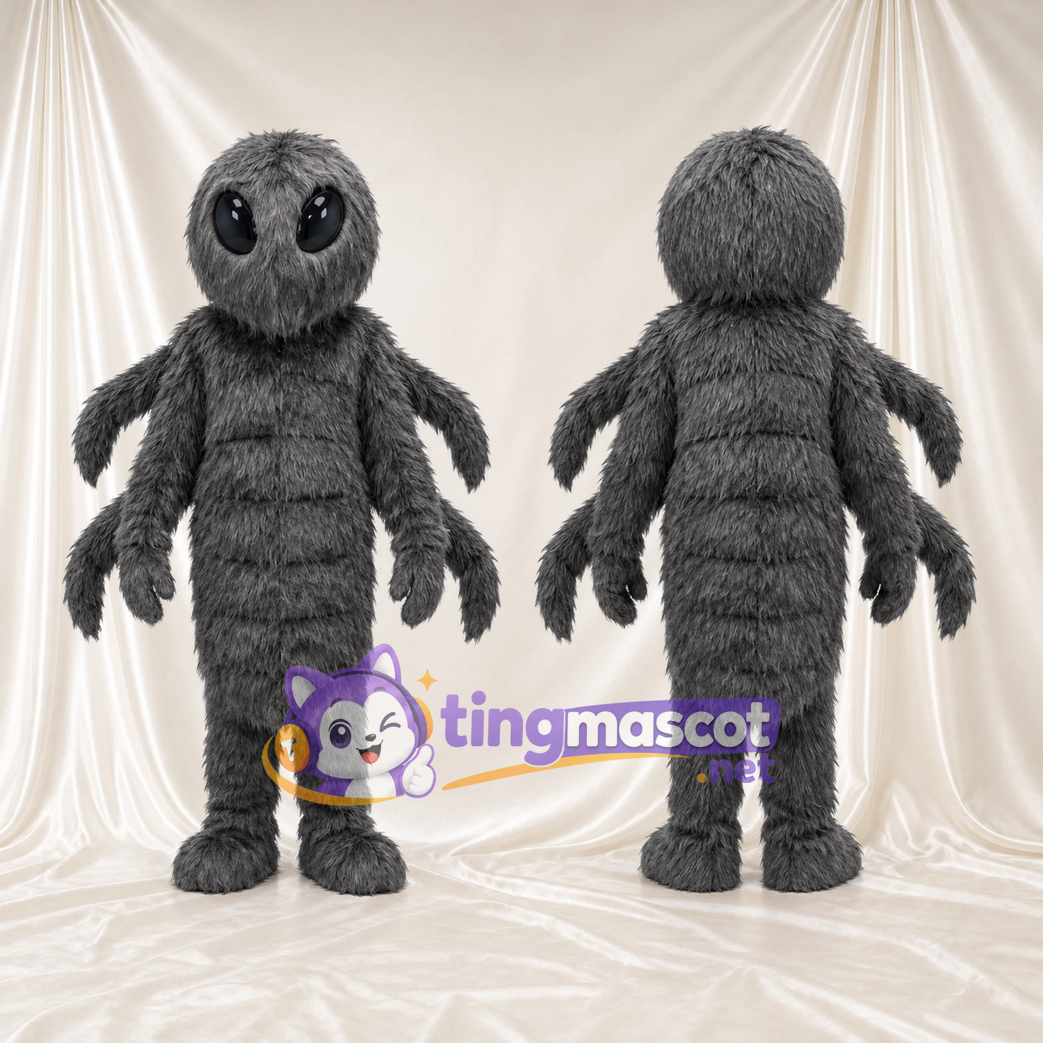 Costume de mascotte Araignée – gris – Yeux (grand, noir) Costume de mascotte Araignée – gris – Yeux (grand, noir)