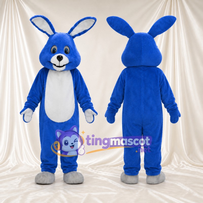Blue Rabbit Mascot Costume - White Belly and Gray Feet