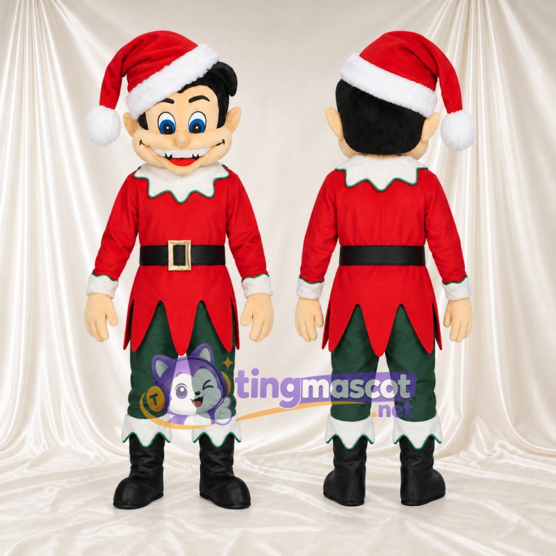 Christmas Elf Mascot Costume - Red Tunic and Green Pants