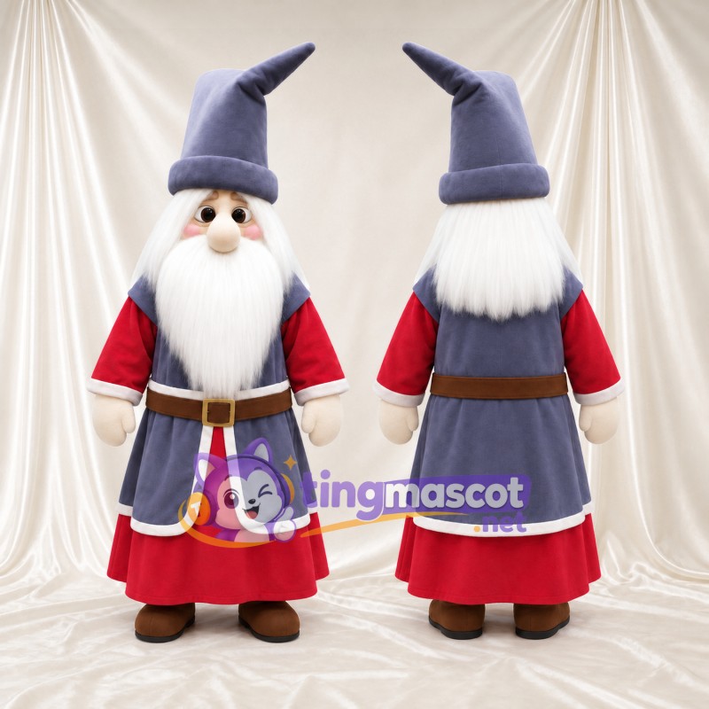 Costume de mascotte Magicien – selon la photo – Chapeau (violet, pointu); Tunique longue (rouge)