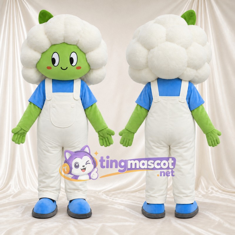 Costume de mascotte Chou-fleur – selon la photo – Salopette (blanc); Chemise (bleu)
