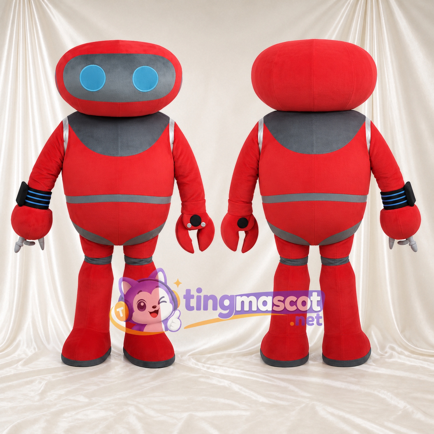 Costume de mascotte Robot – rouge – Yeux (bleu)