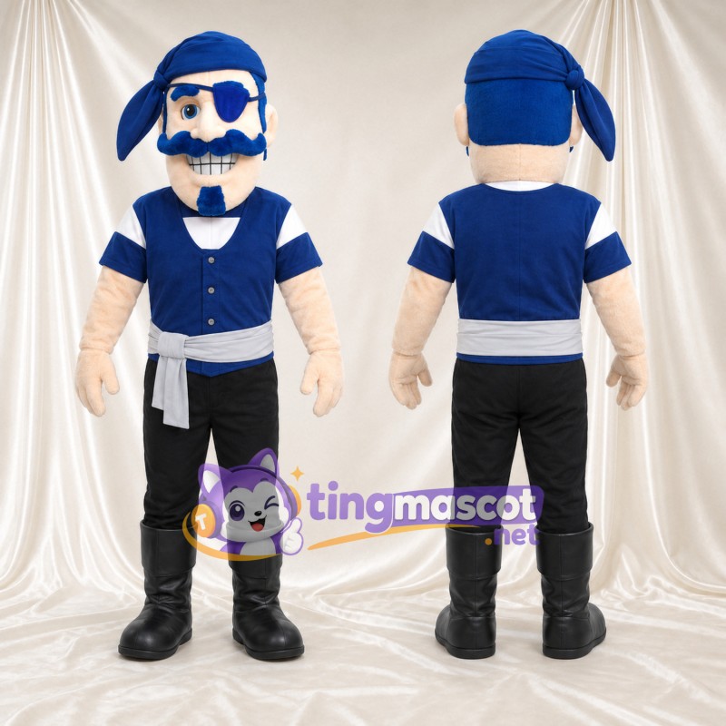 Maskottchenkostüm Pirat – blau – Hemd (blau); Schärpe (weiß)