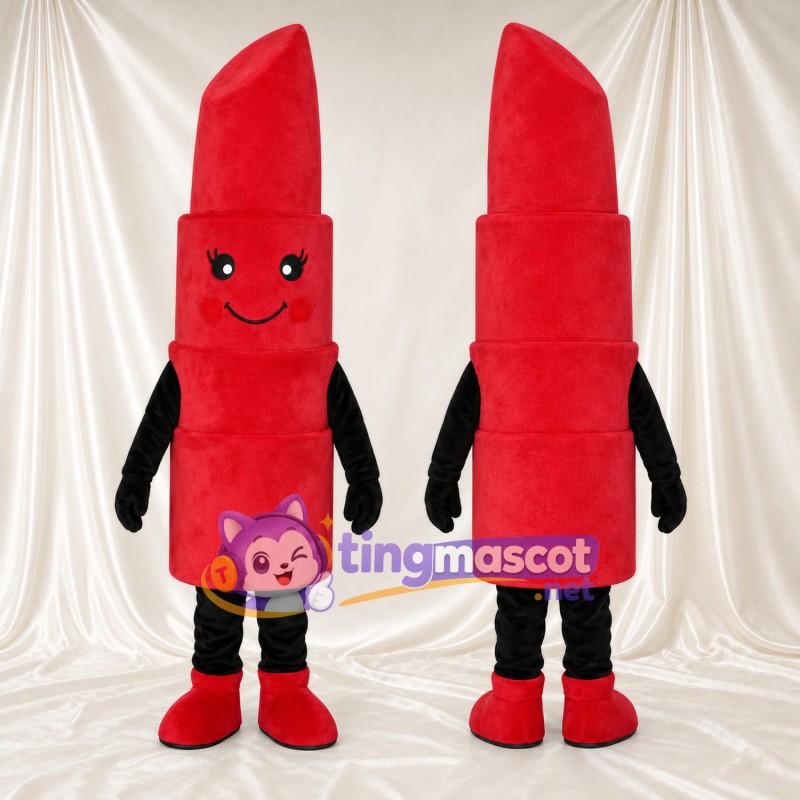 Costume de mascotte Rouge à lèvres – rouge – Visage souriant; Membres (noir)