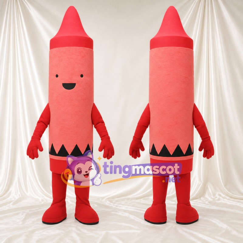 Costume de mascotte Crayon de cire – rouge – Sourire (noir, petit)
