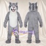 Costume de mascotte Tigre – blanc – Corps (gris); Torse (hirsute, blanc)