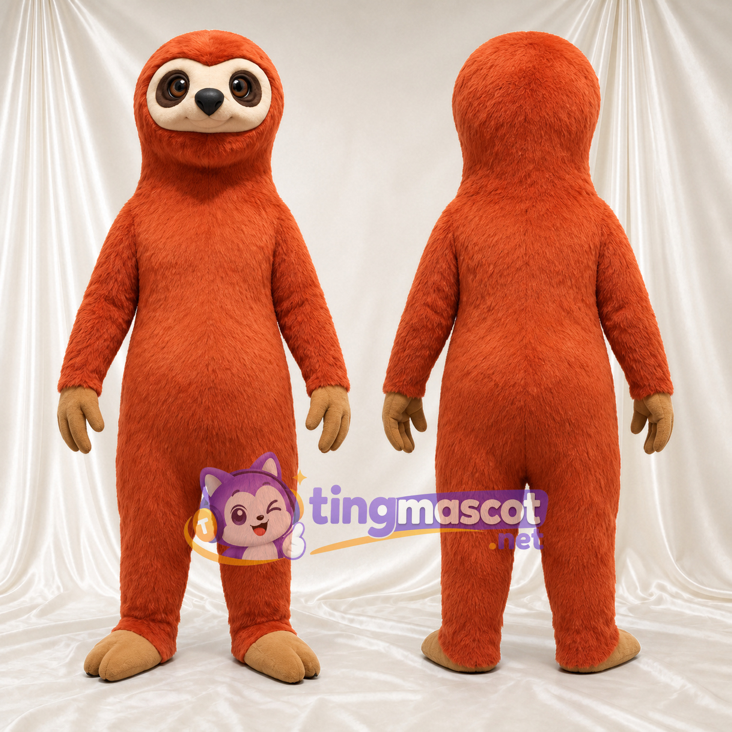 Orange Sloth Mascot Costume - Cream Face and Long Claws Orange Sloth Mascot Costume - Cream Face and Long Claws