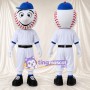 Baseball Character Mascot Costume - Blue Cap and White Uniform