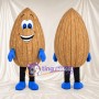 Almond Mascot Costume - Wood-Grain Shell and Blue Gloves