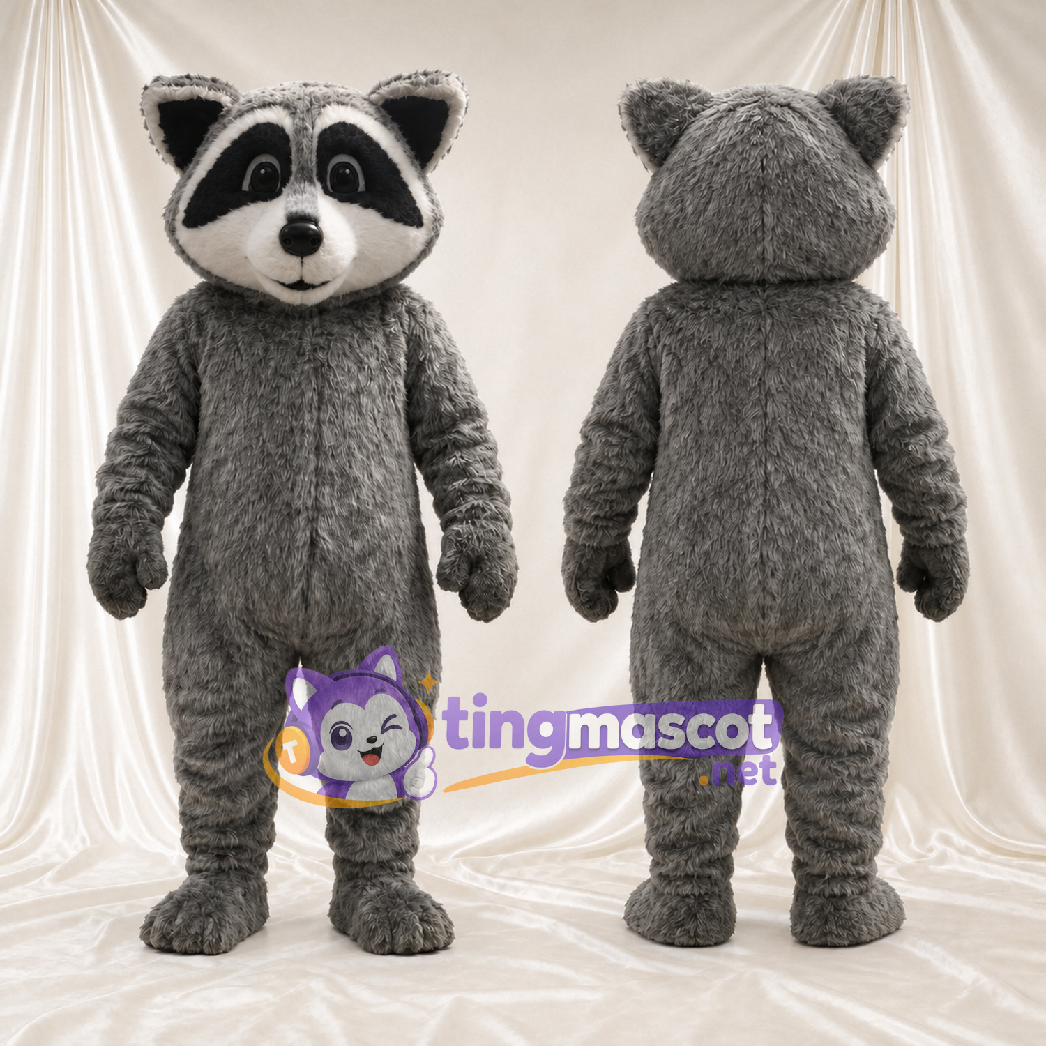 Costume de mascotte Raton laveur – gris – Masque autour des yeux (noir); Oreilles (petit) Costume de mascotte Raton laveur – gris – Masque autour des yeux (noir); Oreilles (petit)