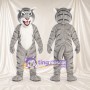 Costume de mascotte Tigre – blanc – Corps rayé (gris); Torse (blanc)