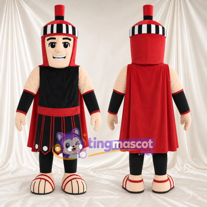 Costume de mascotte Guerrier romain – selon la photo – Armure (noir); Bordure (rouge)