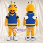 Costume de mascotte Abeille – jaune – Maillot de sport (bleu marine); Baskets (blanc)