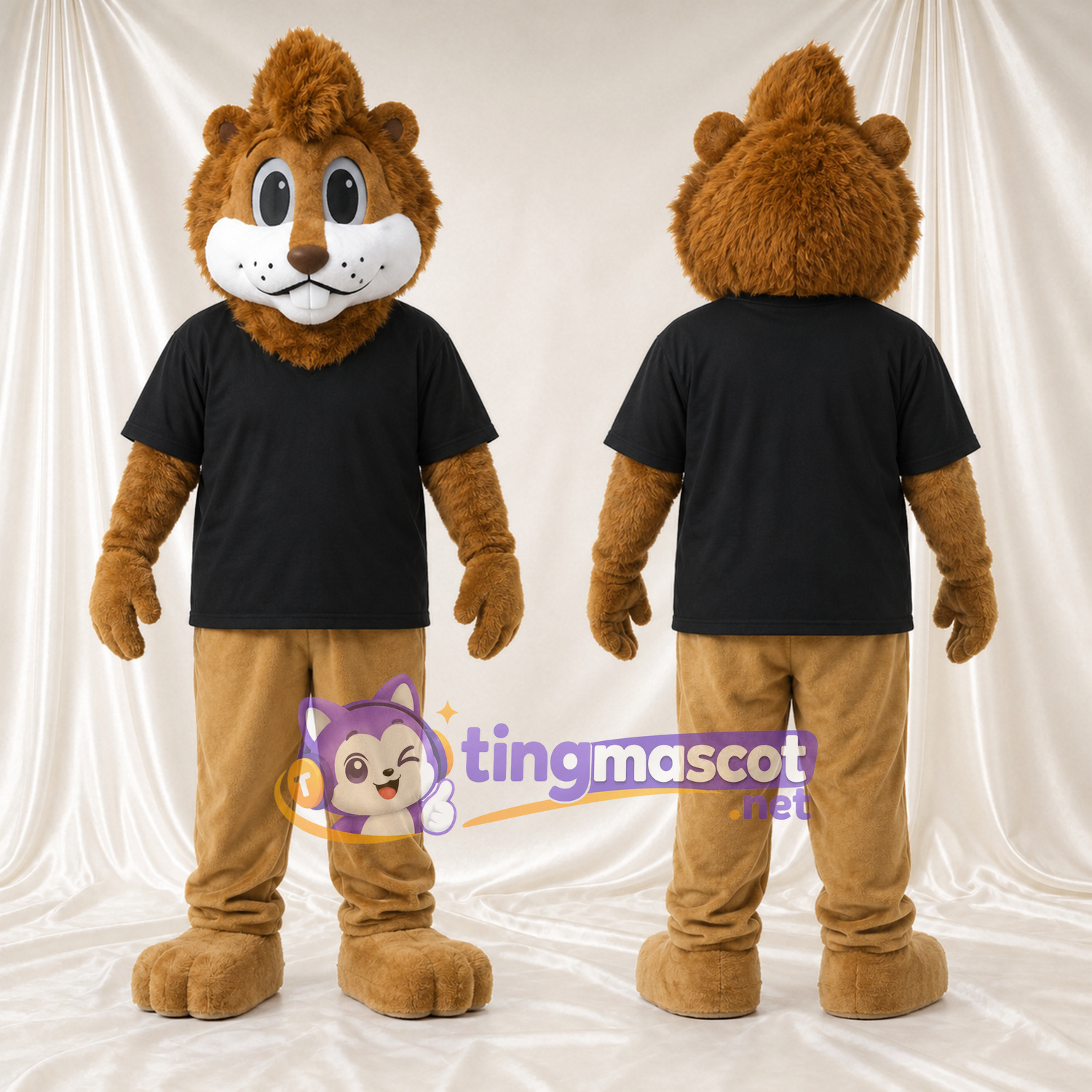 Brown Squirrel Mascot Costume - Black T-Shirt and Tan Pants Brown Squirrel Mascot Costume - Black T-Shirt and Tan Pants