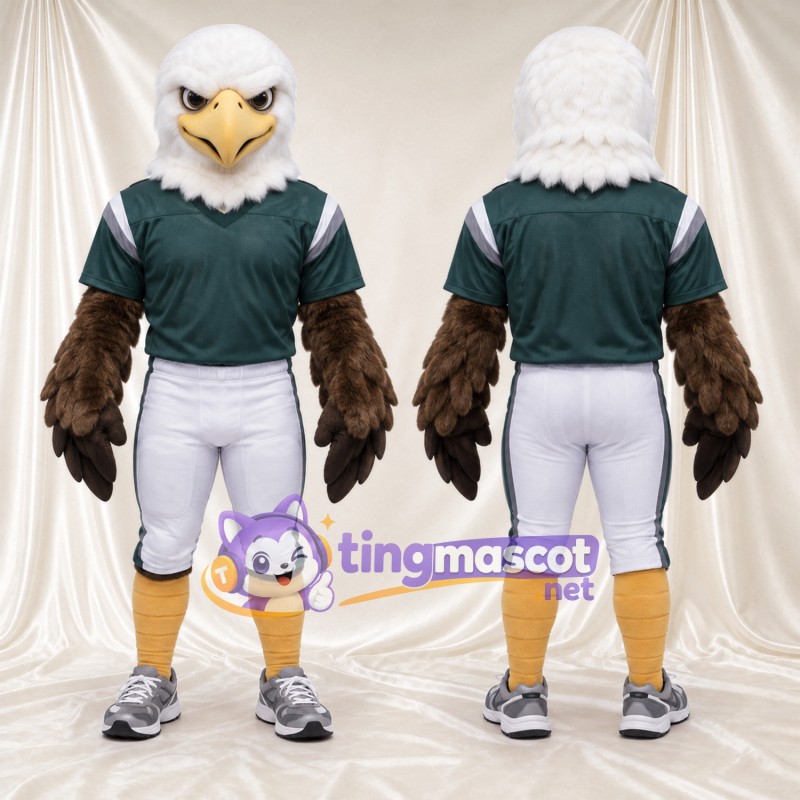 Bald Eagle Mascot Costume - Green Football Jersey and White Pants