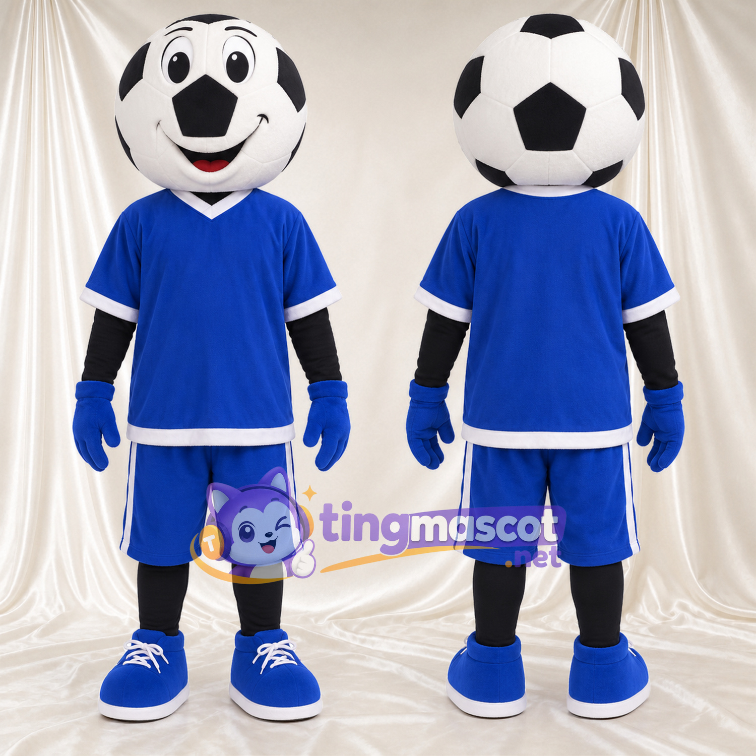 Costume de mascotte Ballon de football – selon la photo – Tenue de sport (bleu)