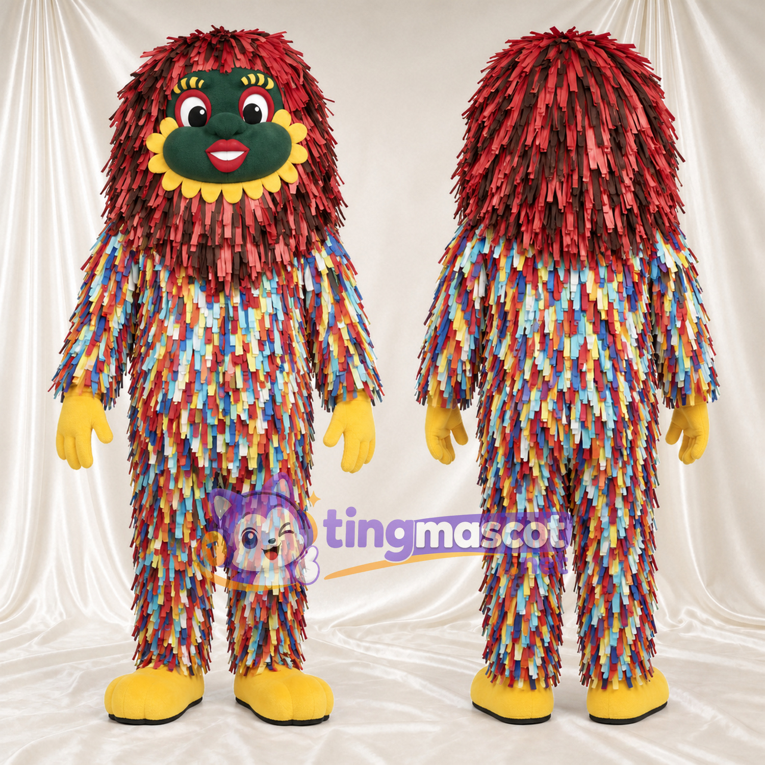 Maskottchenkostüm Monster – bunt – Gesicht (grün); Hände (gelb) Maskottchenkostüm Monster – bunt – Gesicht (grün); Hände (gelb)