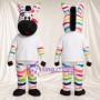Costume de mascotte Zèbre – arc-en-ciel – T-shirt (blanc); Sabots (noir)