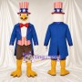 Bald Eagle Mascot Costume - Blue Coat and Patriotic Top Hat