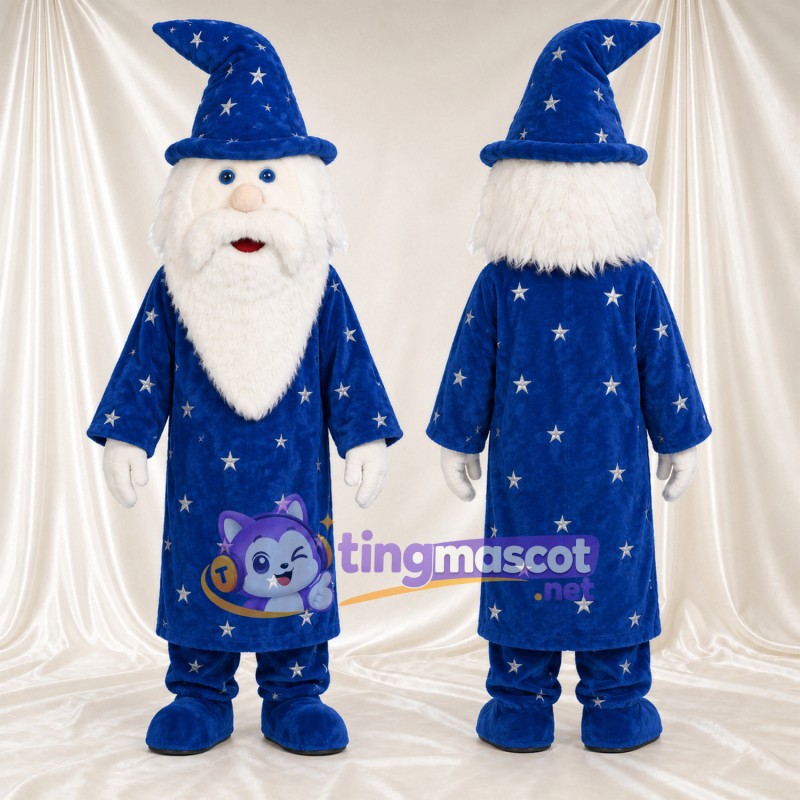 Wizard Mascot Costume - Navy Robe and Small White Stars