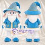 Costume de mascotte Lapin – blanc – Chapeau (bleu); Manteau (doré)