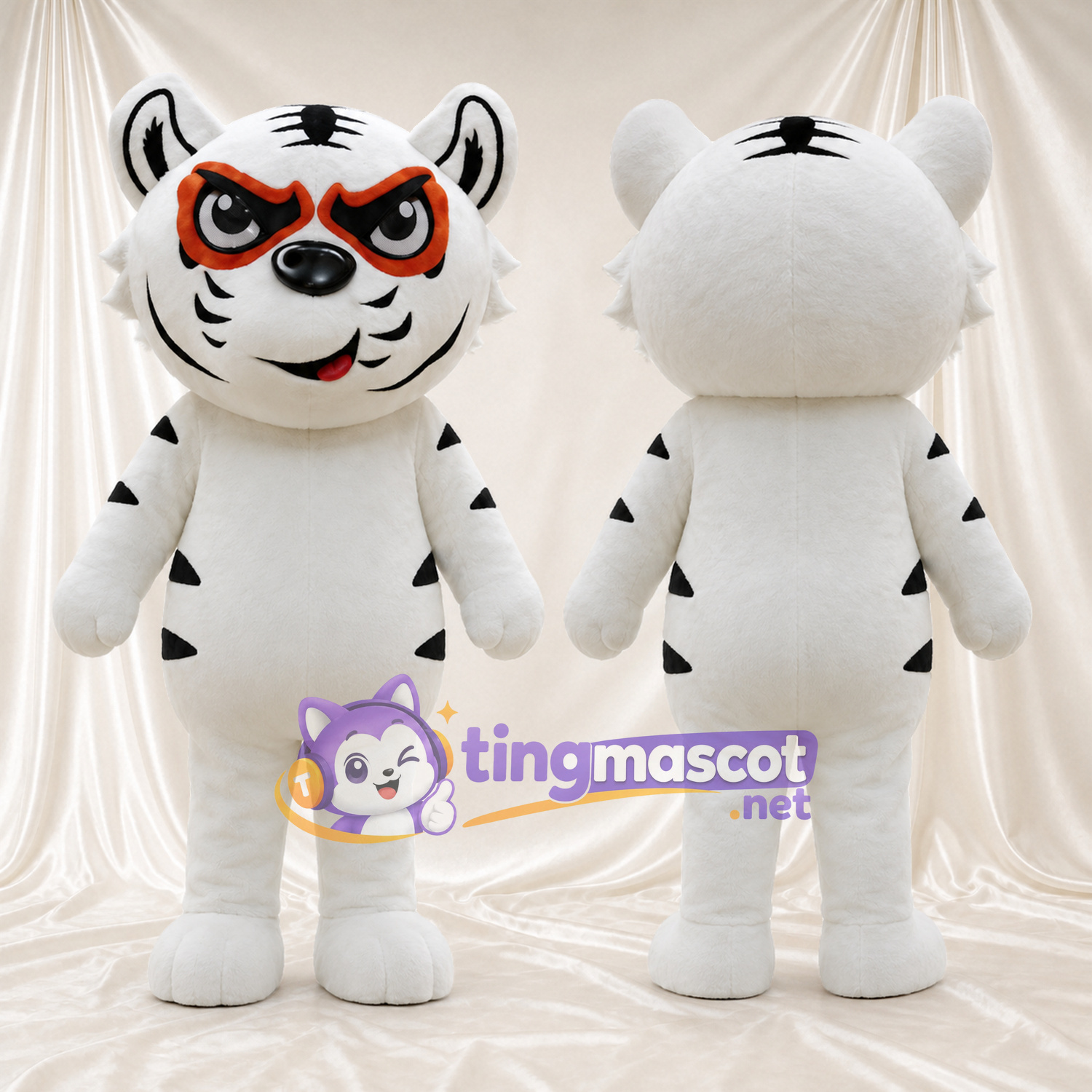 Costume de mascotte Tigre – blanc – Rayures (orange, noir) Costume de mascotte Tigre – blanc – Rayures (orange, noir)