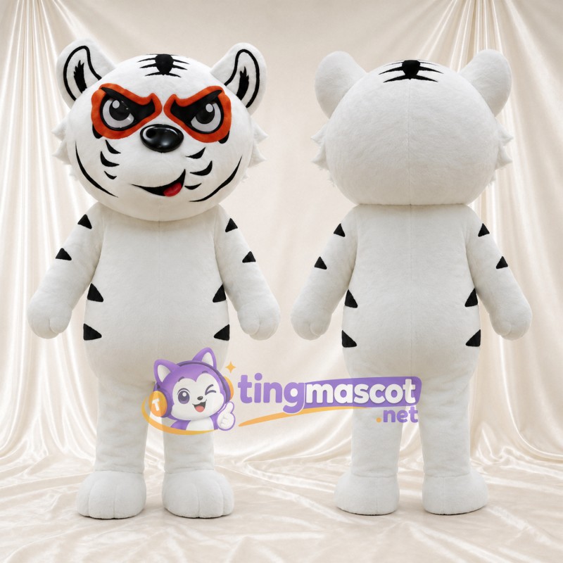 Costume de mascotte Tigre – blanc – Rayures (orange, noir)