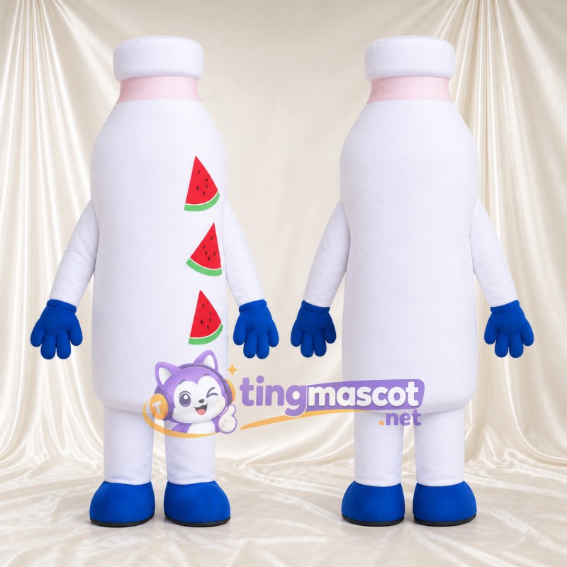 Costume de mascotte Bouteille de boisson – blanc – Gants (bleu)