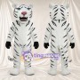 Costume de mascotte Tigre – blanc – Rayures (noir); Nez (rose)