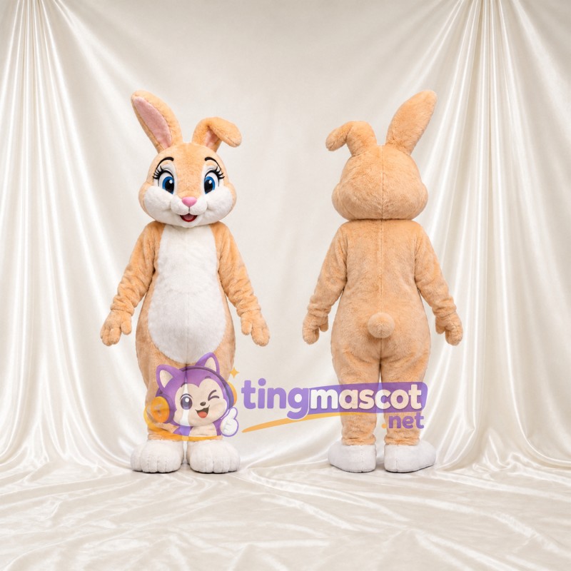 Costume de mascotte Lapin – brun clair – Ventre (blanc); Oreille (unique, plié)