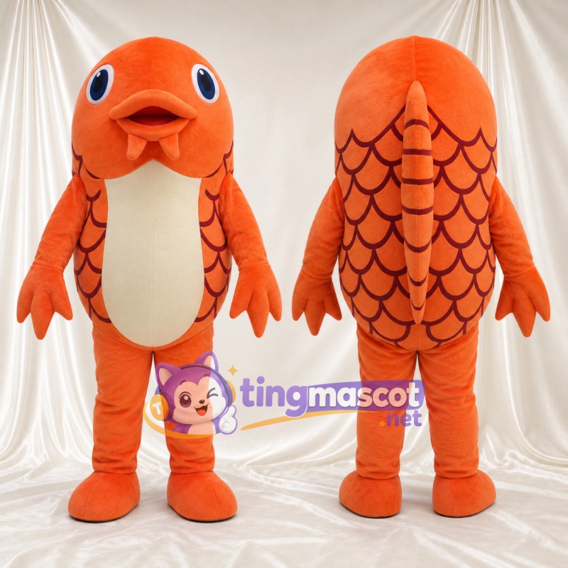 Maskottchenkostüm Fisch – orange – Bauch (creme); Flossen