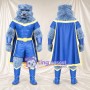 Costume de mascotte Gorille – bleu – Costume (bleu); Cape (jaune); Bordure
