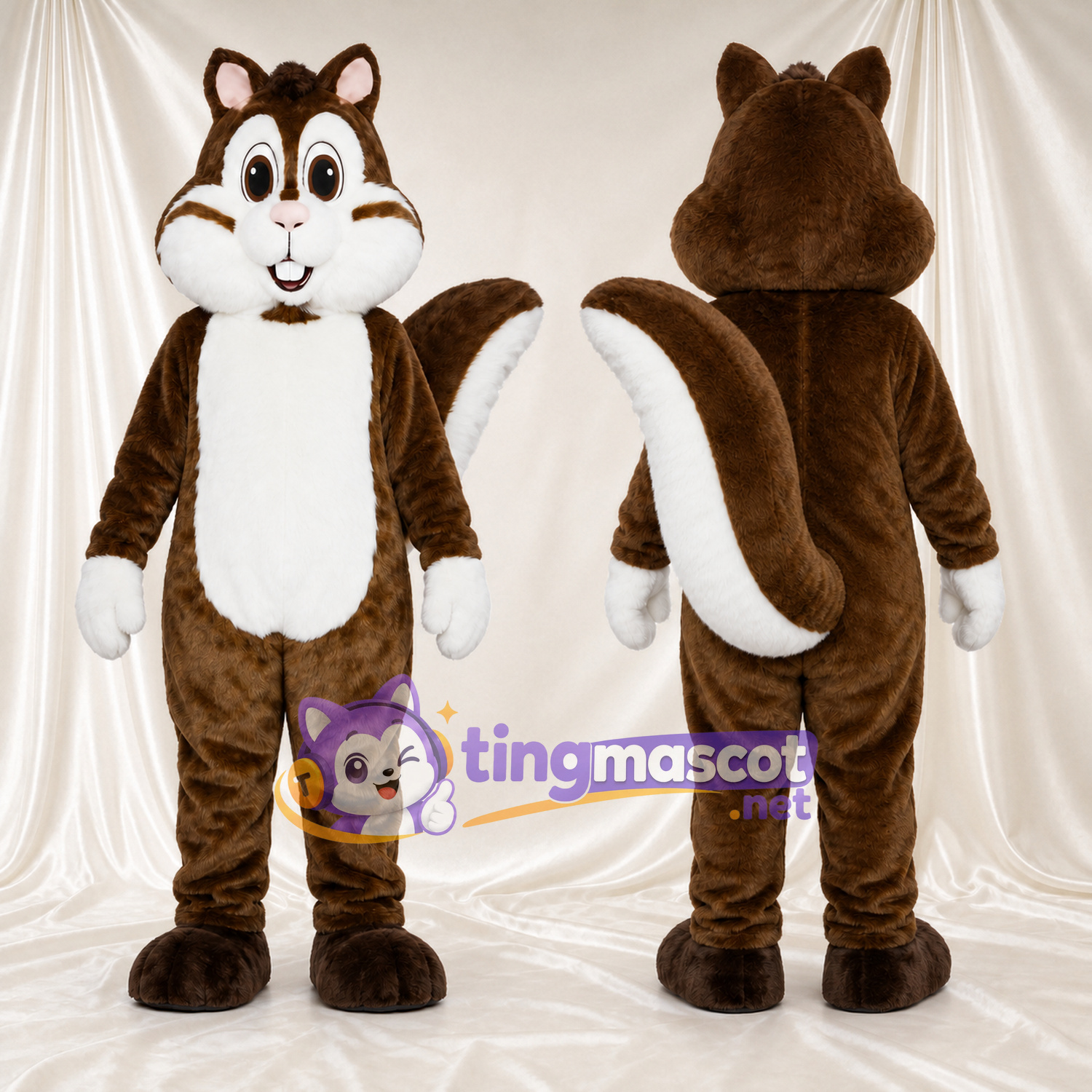 Brown Chipmunk Mascot Costume - White Belly and Bushy Tail Brown Chipmunk Mascot Costume - White Belly and Bushy Tail