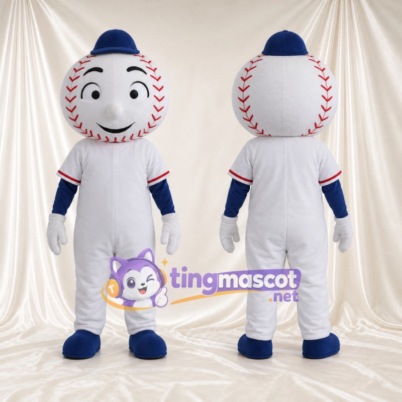 Baseball Character Mascot Costume - Navy Cap and White Jumpsuit