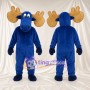 Blue Moose Mascot Costume - Large Tan Antlers and Blue Muzzle