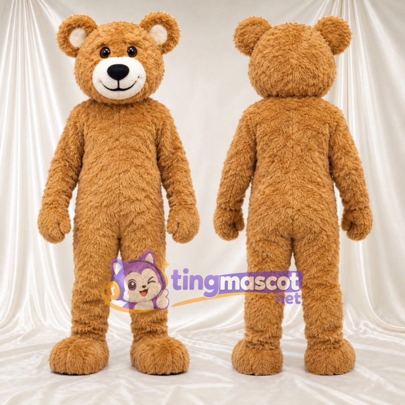 Golden Bear Mascot Costume - Shaggy Fur and White Muzzle