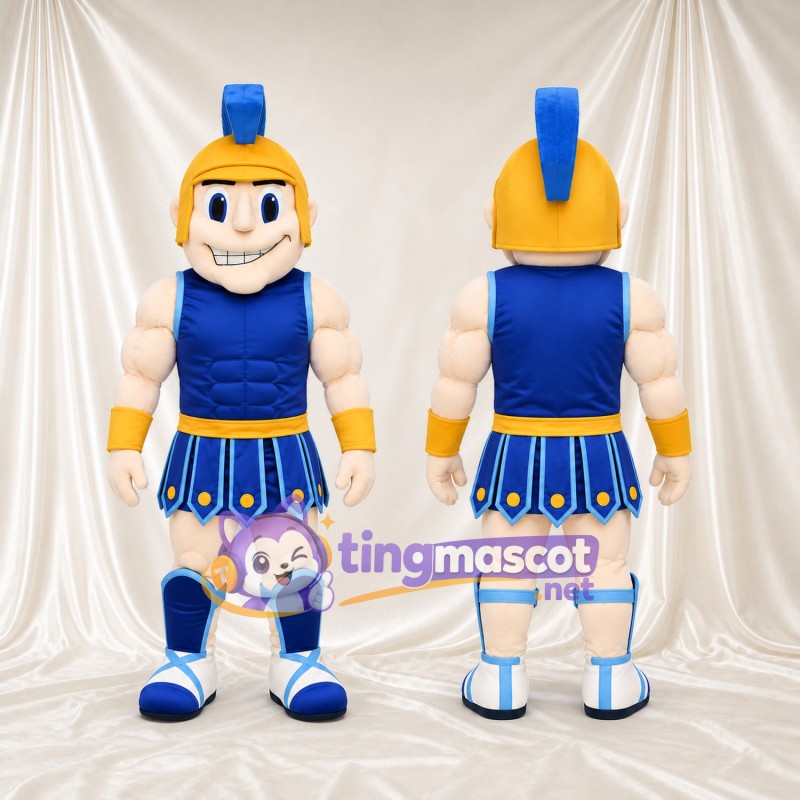 Costume de mascotte Guerrier romain – selon la photo – Armure (bleu); Casque (doré)