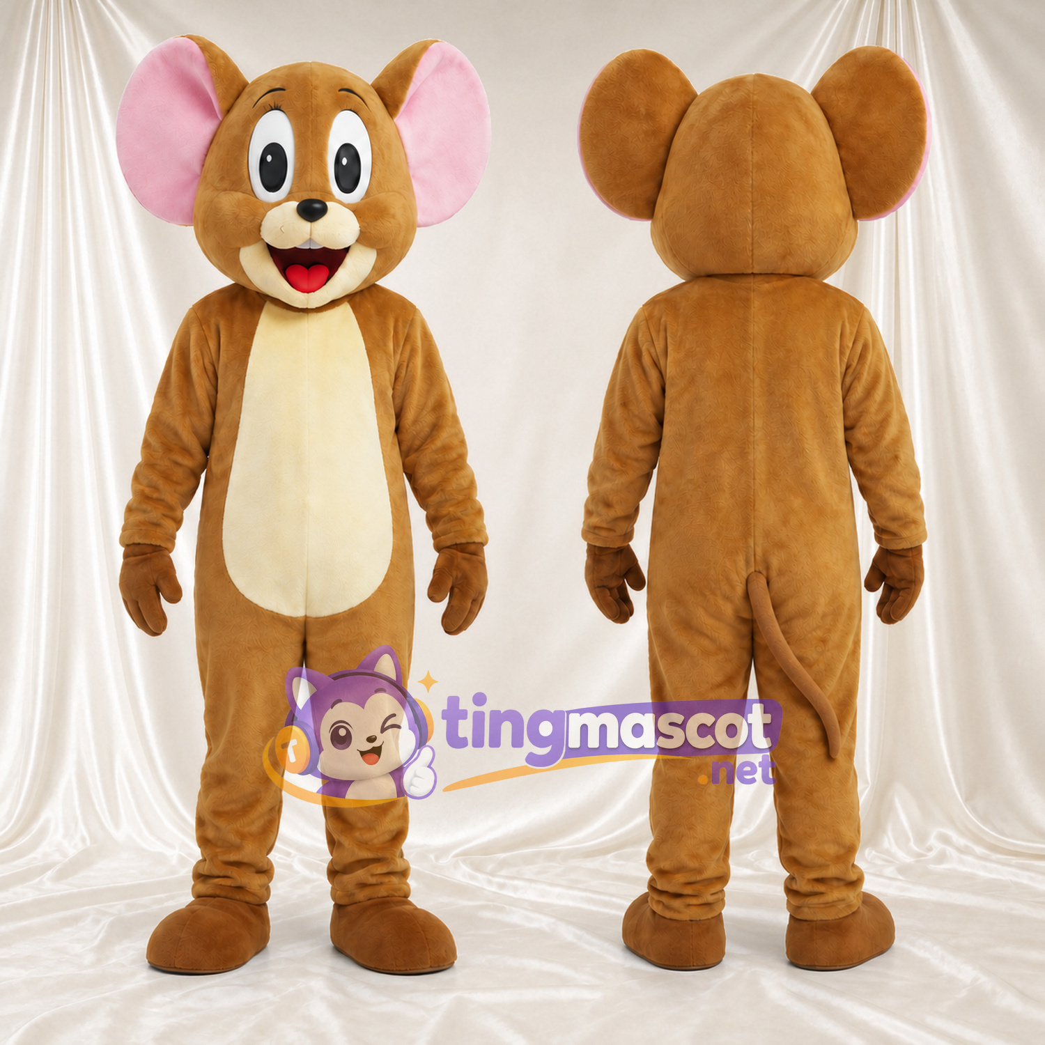 Costume de mascotte Jerry – selon la photo – Ventre (crème); Oreilles (grand, rose) Costume de mascotte Jerry – selon la photo – Ventre (crème); Oreilles (grand, rose)