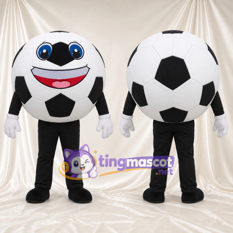 Costume de mascotte Ballon de football – selon la photo – Yeux (bleu); Membres (noir)