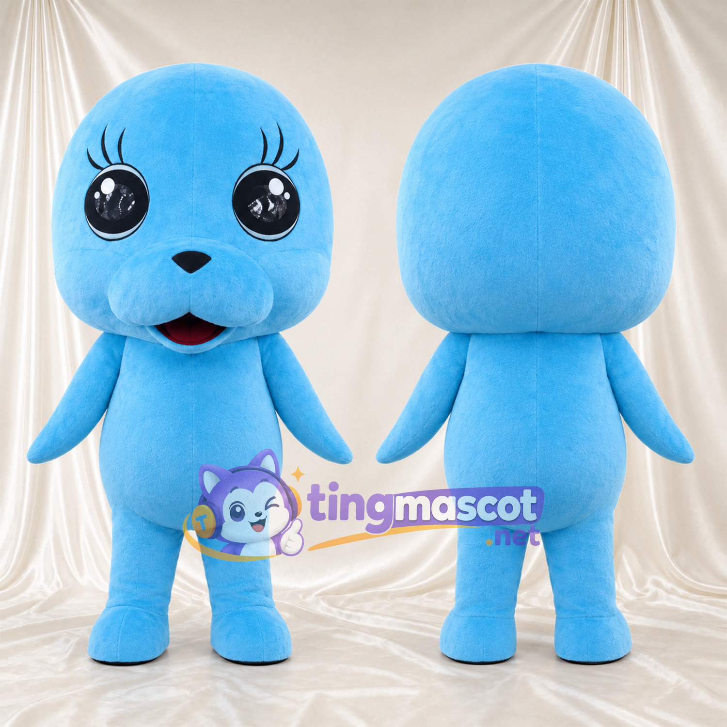 Costume de mascotte Phoque – bleu – Yeux (grand, noir) Costume de mascotte Phoque – bleu – Yeux (grand, noir)